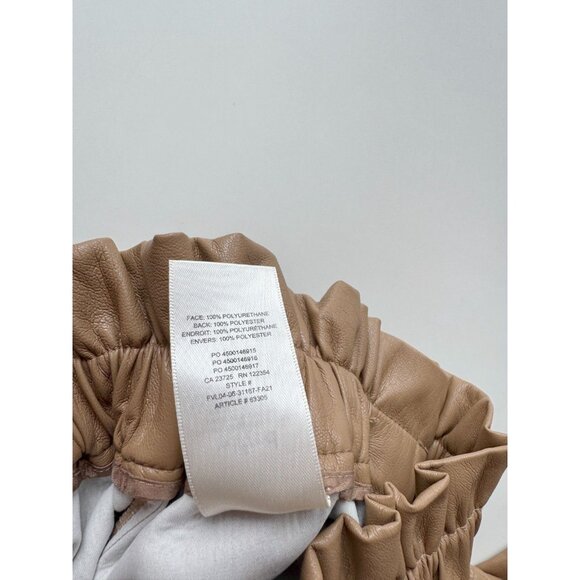 Aritzia WILFRED Caroline Tan Vegan Leather High Waisted Paperbag Pants, Size 00 - Picture 10 of 13
